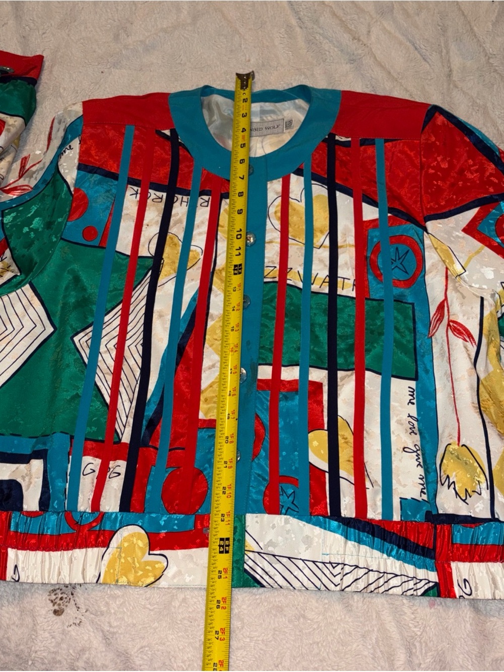 Vintage 80s/90s Howard Wolf Women Shoulder Pads Give Me Love Jacket Size L